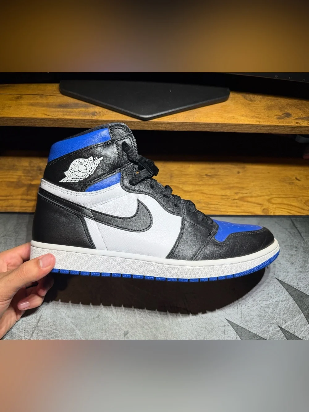 Air Jordan 1 High Royal Toe, Sneaker -Black/White/Royal Blue,Size 11